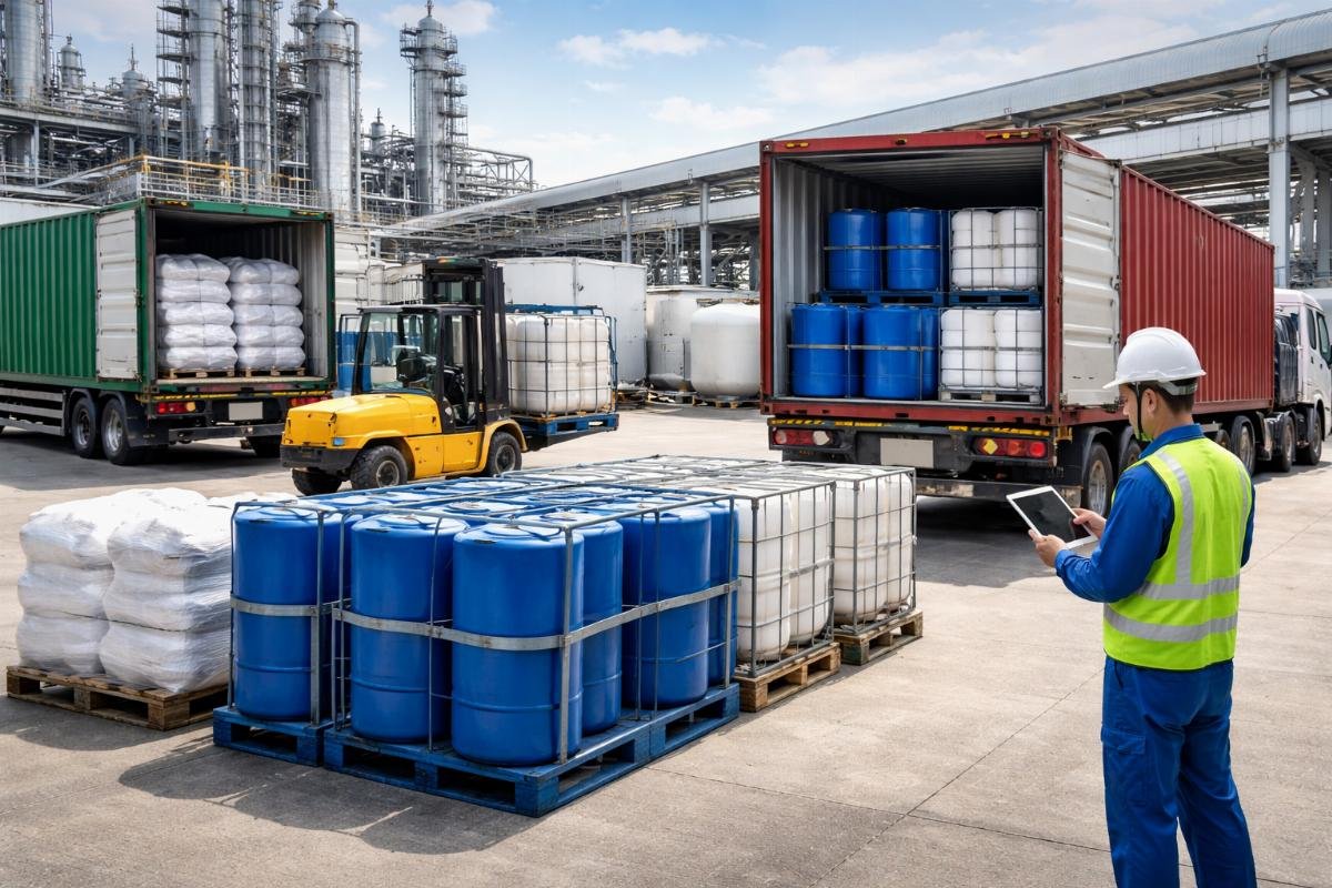 Mixed-container chemical logistics diagram