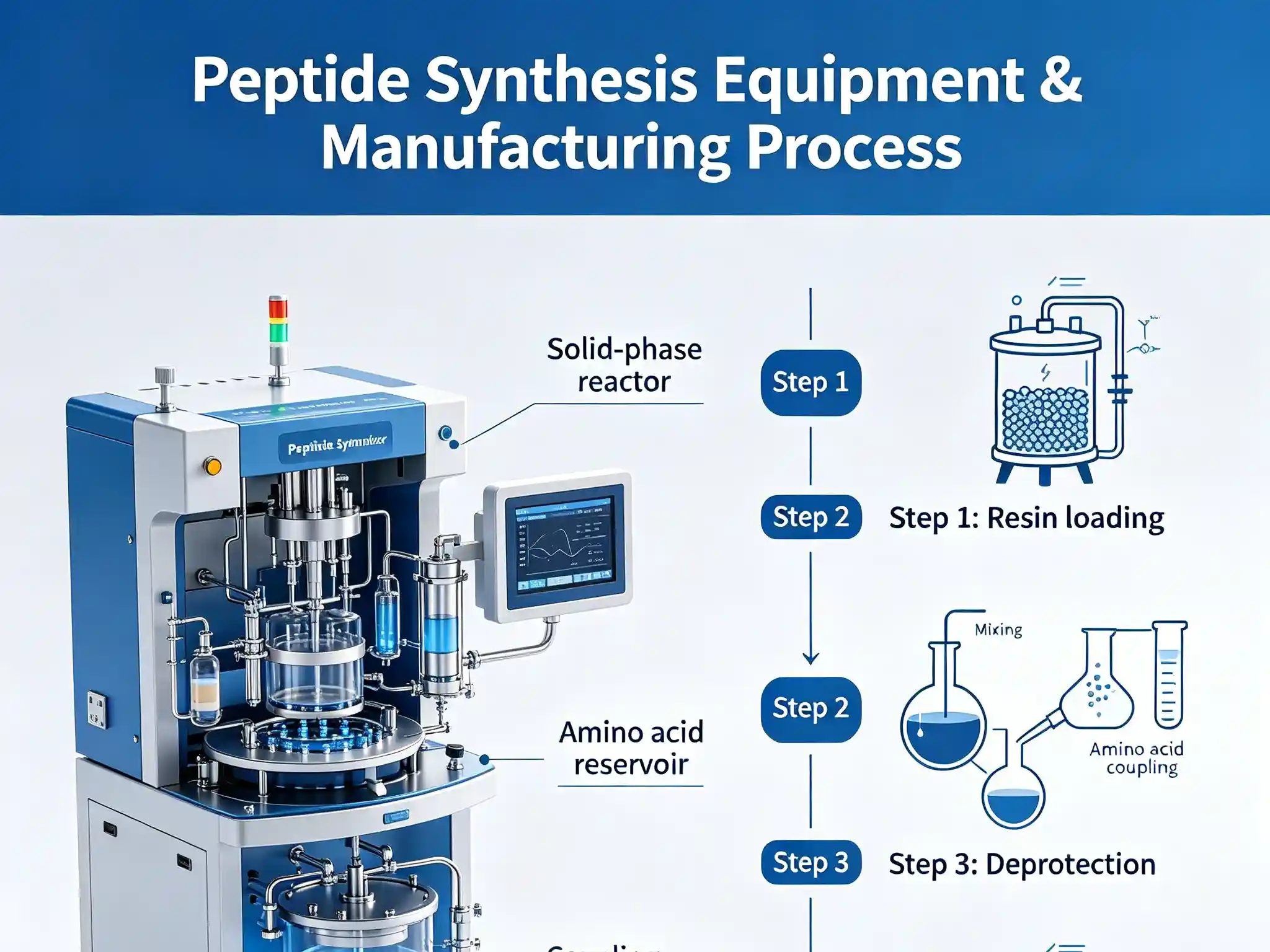 Manufacturing process in peptide production Peptide synthesis equipment